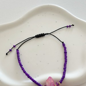 Bracelet de Bohème Ajustable en Acier Inoxydable Doré avec Pendentif en Cristal Naturel Perle Diamant Motif en Forme de Chiffre - Product Image 2