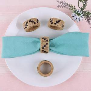 Lista de los principales patrocinadores, servilleteros, decoración de mesa de Hotel, servilleteros tejidos a mano, Juego de 4 anillos de tejido para el hogar y la cocina - Product Image 2