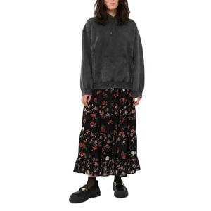 Sudadera con capucha negra para mujer, sudadera Vintage con lavado de ácido de Terry francés, sudaderas transpirables antipilling para mujer con OEM - Product Image 1