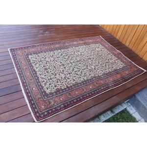 พรมตุรกีขนาด 3.9x5.6 ฟุต พรมลายวินเทจ พรมลายดอกไม้สีแดงน้ำเงิน - Product Image 2