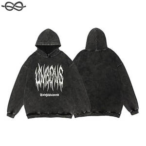 เสื้อมีฮู้ดผ้าฝ้าย100% Y 2K ดีไซเนอร์วินเทจเฮฟวี่เวทมีฮู้ดผ้าซีดจางออกแบบได้ตามต้องการ500มีกรด GSM - Product Image 1