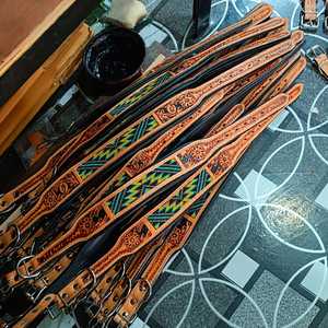 Collier de chien en cuir de vache fabriqué à la main avec un design floral usiné à la main Top fabricant indien personnalisé toutes les tailles disponibles - Product Image 5