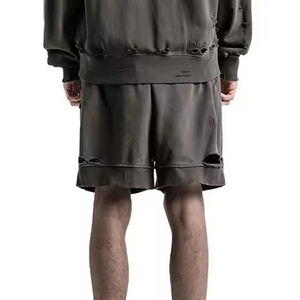 Short de détresse personnalisé pour hommes, confortable, élastique, en molleton de coton, motif solide avec poches, taille 6XL, short de détresse uni pour la sueur - Product Image 5