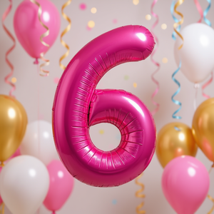 Palloncini Numero Fucsia N6 45cm, Confezione da 12 Pezzi per Feste - Product Image 3