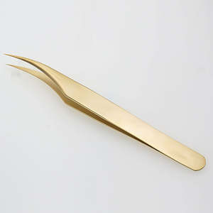 Pinzas de Precisión Manuales Profesionales de Acero Inoxidable con Punta Curva Dorada para Extensión de Pestañas, Maquillaje, Joyería, Manualidades y Detalles Finos - Product Image 5