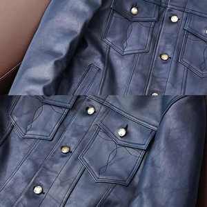 OSTROWEARS ENTERPRISES Veste de moto d'hiver à col montant mince grande taille en cuir PU avec fermeture éclair pour hommes - Product Image 2