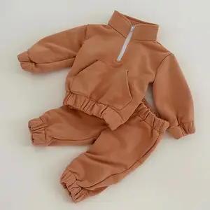 Custom Baby Boys Half Zip Jumper Pullovers And Joggers Set Children Clothes Outfits Toddler Kids Sweatsuit Set