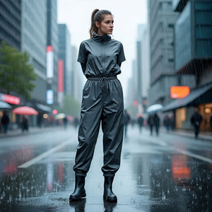 Pantalon de survêtement coupe-vent personnalisé pour femmes, pantalon à jambes larges avec motif de piste en patchwork imperméable et uni en nylon et polyester pour l'hiver - Product Image 2