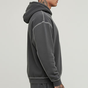 Sudadera con Capucha sin Cordones, Precio Accesible, Impresión Digital Personalizada con Logotipo, Estilo Urbano, Costuras en Contraste - Product Image 6