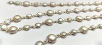 Chaîne de connecteurs en laiton de haute qualité avec perles naturelles et placage multicolore pour la fabrication de bijoux (bracelets, colliers), vendue au mètre