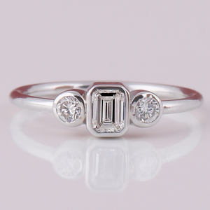 Anillo de boda de lujo de plata esterlina, anillo de compromiso de diamante cultivado en laboratorio solitario de corte esmeralda con certificado IGI, joyería para mujer - Product Image 1