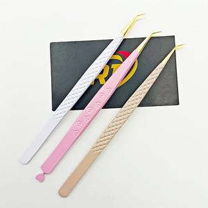 Pince à épiler d'isolation professionnelle antistatique à 45 degrés en acier inoxydable avec logo personnalisé pour extensions de cils - Product Image 4