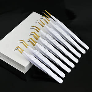 Pince à épiler pour extensions de cils à pointe en fibre, modèle 90 Volume Boot, 45 degrés, avec poignée antidérapante diamantée – Meilleure vente - Product Image 2