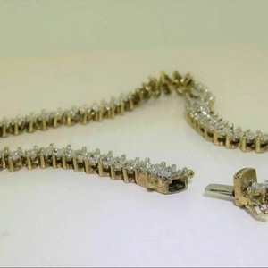 Pulsera de tenis de moissanita de corte redondo de 10,00 quilates, ajuste de garra de estilo Vintage de plata 925 para fiesta de compromiso o boda - Product Image 1