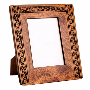 Handcrafted <b>Wooden</b> <b>Photo</b> <b>Frame</b> with Elegant Engraved Border Perfect for Displaying Memories Vintage Style - Product Image 3