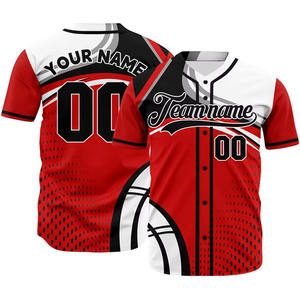 Venta al por mayor sublimación Logo béisbol Jersey equipo en blanco Patchwork color cuello en V hombres botón completo béisbol Jersey - Product Image 6