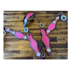 Cabecera de cuero occidental de primera calidad con diseño floral hecho a mano para caballos para entrenamiento y espectáculos de proveedor indio - Product Image 1