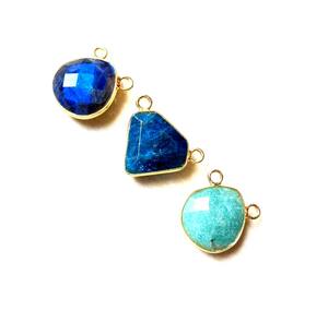 Tendance Amazonite 9x12mm Poire Argent Lunette Ensemble Double Bali Connecteur À La Main Pendentif Plaqué Or Bijoux pour la Saint Valentin - Product Image 1