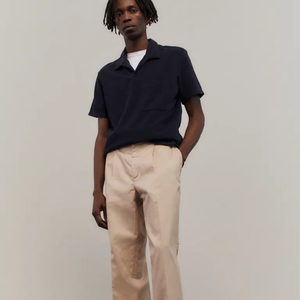 Chemise à manches courtes personnalisée pour hommes, tissu éponge respirant 100% coton, motif uni à trois rayures, à la mode, transfrontalière - Product Image 3