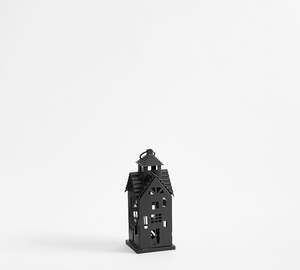 2025 Halloween Table Top Matte Black Spooky Manor Metal <b>Candle</b> <b>Holder</b> House <b>Lantern</b> Home Decorations Pillar <b>Holder</b> Use Handmade - Product Image 2