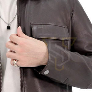 Veste d'hiver en cuir pour homme, couleur unie, fabrication en usine, personnalisez votre propre produit, veste en cuir pour homme en vente - Product Image 6
