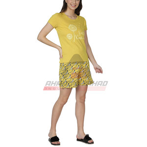 Conjunto de manga corta con logotipo personalizable, conjunto corto deportivo estampado para mujer, conjunto corto de algodón 2025 al por mayor para mujer - Product Image 3