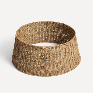 Vente en gros de collier d'arbre de Noël tissé en jonc de mer naturel décor de Noël pliant arbre de Noël en osier tissé grande jupe tissée - Product Image 2