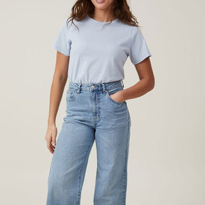 Camisetas de Cuello Redondo Antiarrugas Tejidas para Mujer, Mezcla de Algodón, Tejido Suave y Transpirable, Ropa Casual Diaria, Tops para Mujer - Product Image 6