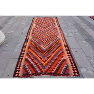 พรมขนสัตว์สีส้มสีแดงทันสมัยขนาด4.3x11ฟุตสไตล์ตุรกีสำหรับห้องโถงห้องนอนน้ำยางหนา10มม. - Product Image 1