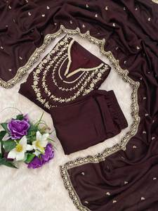 Nuevo Kurti Pent de Diseño Moderno para Fiestas con Dupatta de Tela de Seda Vichitra y Bordado para Eventos Festivos - Product Image 5