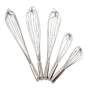 Ensemble de 5 fouets manuels en acier inoxydable écologiques pour œufs, crème, pâte et milk-shake, pâtisserie avec porte-œufs inclus - Product Image 1