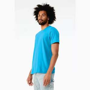 Camiseta clásica de algodón transpirable de estilo liso con cuello redondo para hombre, marca e impresión personalizadas, suministro OEM disponible - Product Image 2