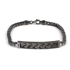 Bracelet en argent sterling 925 à motif tressé, chaîne cubique, plaqué rhodium et or, avec breloques en diamant et perle - Product Image 1
