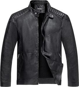 Chaqueta de Cuero Vacuno para Hombre Otoño Invierno con Cuello Alto y Logotipo Frontal - Alta Calidad, Ecológica, Secado Rápido y Transpirable - Product Image 1