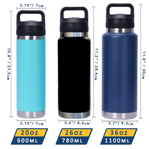 Bouteille isotherme de voyage en acier inoxydable avec logo personnalisé, 20oz, 26oz, 36oz, gourde sportive avec bouchon large pour boire directement - Product Image 3