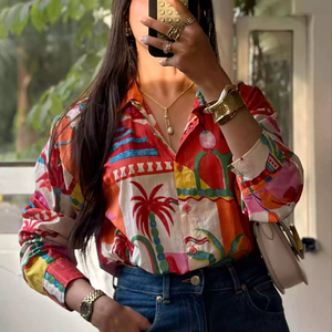 Chemisiers et hauts de qualité supérieure, aspect designer, en tissu de coton, article élégant pour le printemps et l'été, articles en solde - Product Image 1