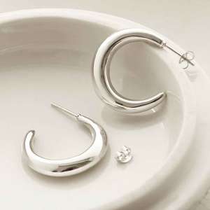 <b>Sterling</b> <b>Silver</b> Bold <b>Hoop</b> Stud <b>Earrings</b> Statement Design for Modern Elegance - Product Image 5
