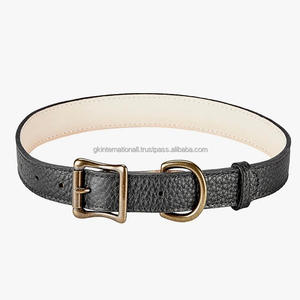 Collar de perro de cuero de grano hecho a mano con logotipo OEM personalizado de lujo accesorios para perros en muchos colores y tamaños personalizados - Product Image 4