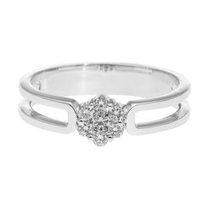 Modern Elegant Women's 14K Yellow Gold Rhodium Plated Floral <b>Ring</b> Round-Cut Natural Diamonds 3gm Stunning <b>Split</b> Shank Design - Product Image 2