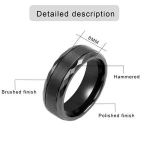 Custom Heren Sieraden Ringen Voor Mannen Rvs Wed Vintage Black Zirkonium Ring Verloving Cadeau Mode Sieraden Heren Heren