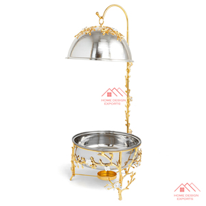 Juego de buffet de plato de frotamiento para servir comida de Metal de latón y acero inoxidable 2025 más vendido - Product Image 6