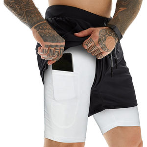 Polyester Double Couche Hommes Shorts Entrejambe Noir Personnalisé polyester natation taille élastique Gym Shorts Pour vêtements de sport pour femmes - Product Image 3