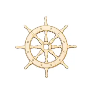 Latest design MDF Laser Cutting Hanging Ship Wheel For Home Decoration handmade Unique White Wash Nautical Marine For Gift