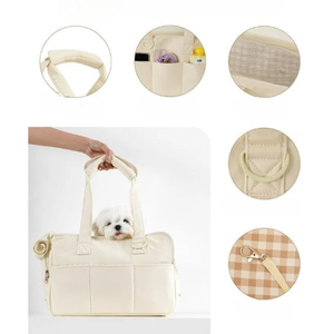 Soft-<b>Sided</b> Pet Carrier <b>Bag</b> Canvas Solid Color Zipper Closure Convenient Design for Cats and <b>Small</b> Dogs - Product Image 2