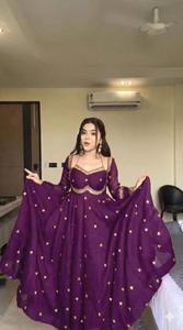 ชุดเดรสผ้าทอ Fox Georgette สไตล์โรแมนติก แขนยาว ปักลายชอลี คุณภาพดีเยี่ยม ตกแต่งด้วยงานยืดหยุ่น - Product Image 3