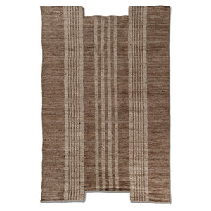 พรมทอมือลายเส้นสีเบจและสีน้ำตาลขนาดใหญ่ 9x12 ฟุต รูปทรงสี่เหลี่ยมผืนผ้า สำหรับบ้าน ห้องนั่งเล่น ทางเดิน-Hwl-443 - Product Image 1