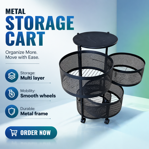 Chariot de rangement multi-niveaux <span class=keywords><strong>pas</strong></span> <span class=keywords><strong>cher</strong></span> avec roulettes, étagère métallique organisatrice pour la maison et la cuisine, gain de place - Product Image 1