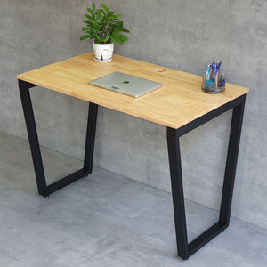 Juego de escritorio y silla con patas de madera de caucho y hierro, 100x60 cm, requiere montaje, CB68193 - Product Image 4