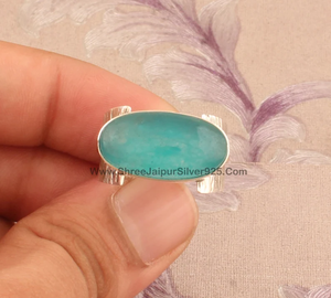 Aquamarine Gemstone Solid 925 Sterling Silver <b>Spinner</b> <b>Ring</b> Unisex Handmade Two Tone Wedding <b>Anxiety</b> Relief <b>Ring</b> - Product Image 5