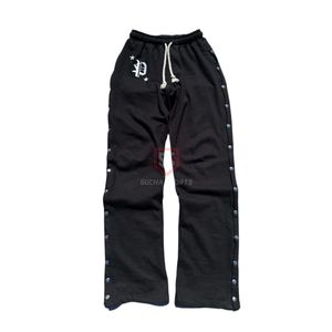 Streetwear hommes gris strass empilé pantalons de survêtement corde cordon dans le monde entier broderie à la mode urbain survêtement pantalon - Product Image 5